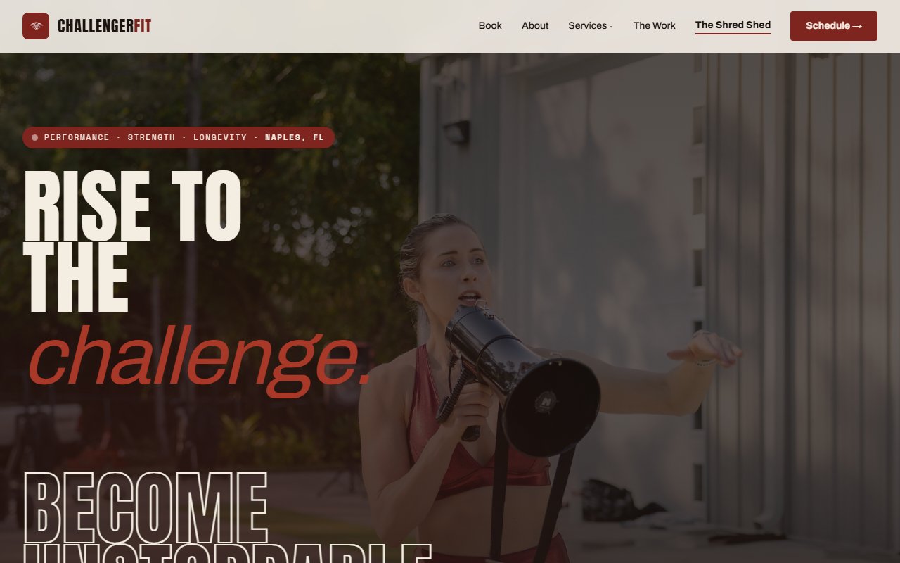 Screenshot of the ChallengerX Fit website